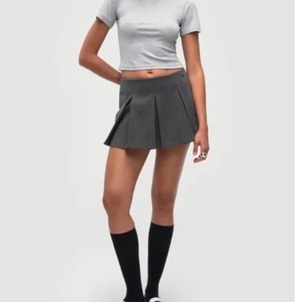 Abercrombie & Fitch Grey Pleated Mini Skort Womens Academia Preppy Schoolgirl